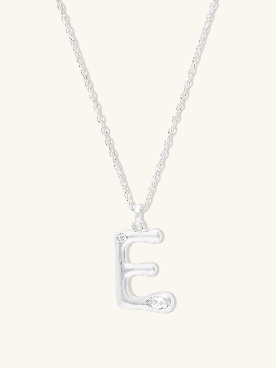 Alphabet Bubble Necklace | 5A Grade Cubic Zirconia | Silver Rhodium Plated Brass