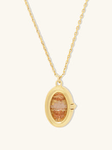Aura Citrine Quartz Locket Necklace | Citrine Quartz Glass | 14K Gold Plated Brass
