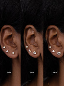 Brilliant 2mm Stud Earrings | 5A Grade Cubic Zirconia | 14K Gold Plated Brass