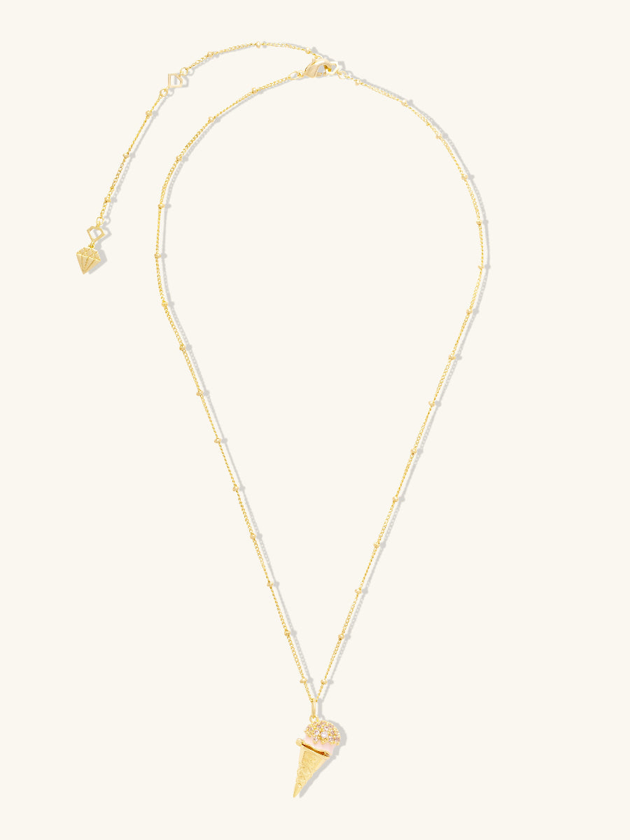 Cafe W+Co Ice Cream Necklace | Natural Gemstone | 14K Gold Plated Brass