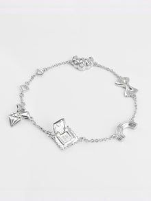Food Party Charm Bracelet | 5A Grade Cubic Zirconia | Silver Rhodium Plated Brass