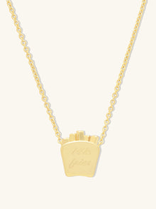 Fries Necklace | 5A Grade Cubic Zirconia | 14K Gold Plated Brass
