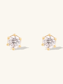 Brilliant 2mm Stud Earrings | 5A Grade Cubic Zirconia | 14K Gold Plated Brass