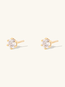Brilliant 3mm Stud Earrings | 5A Grade Cubic Zirconia | 14K Gold Plated Brass
