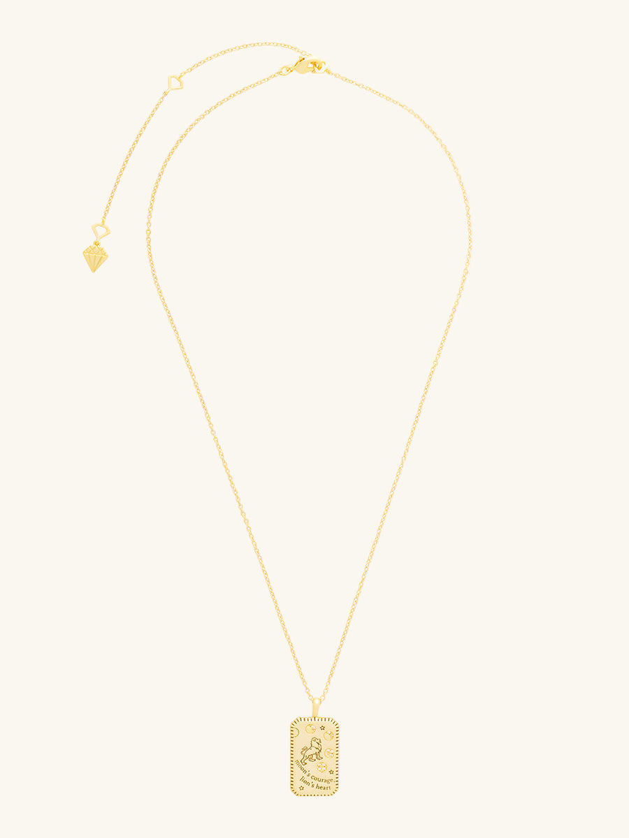 Lion Heart Necklace | 5A Grade Cubic Zirconia | 14K Gold Plated Brass