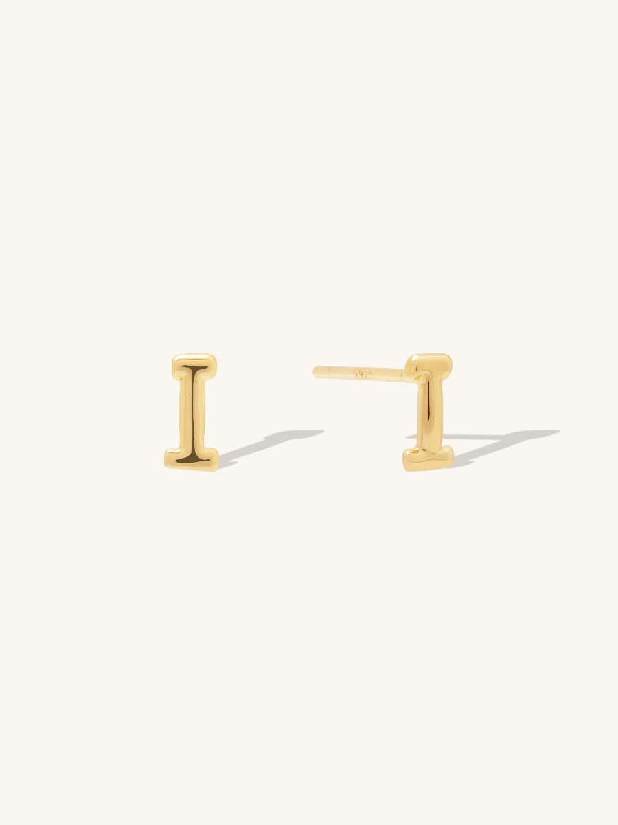 Alphabet Bubble Stud Earrings | 14K Gold Plated Brass