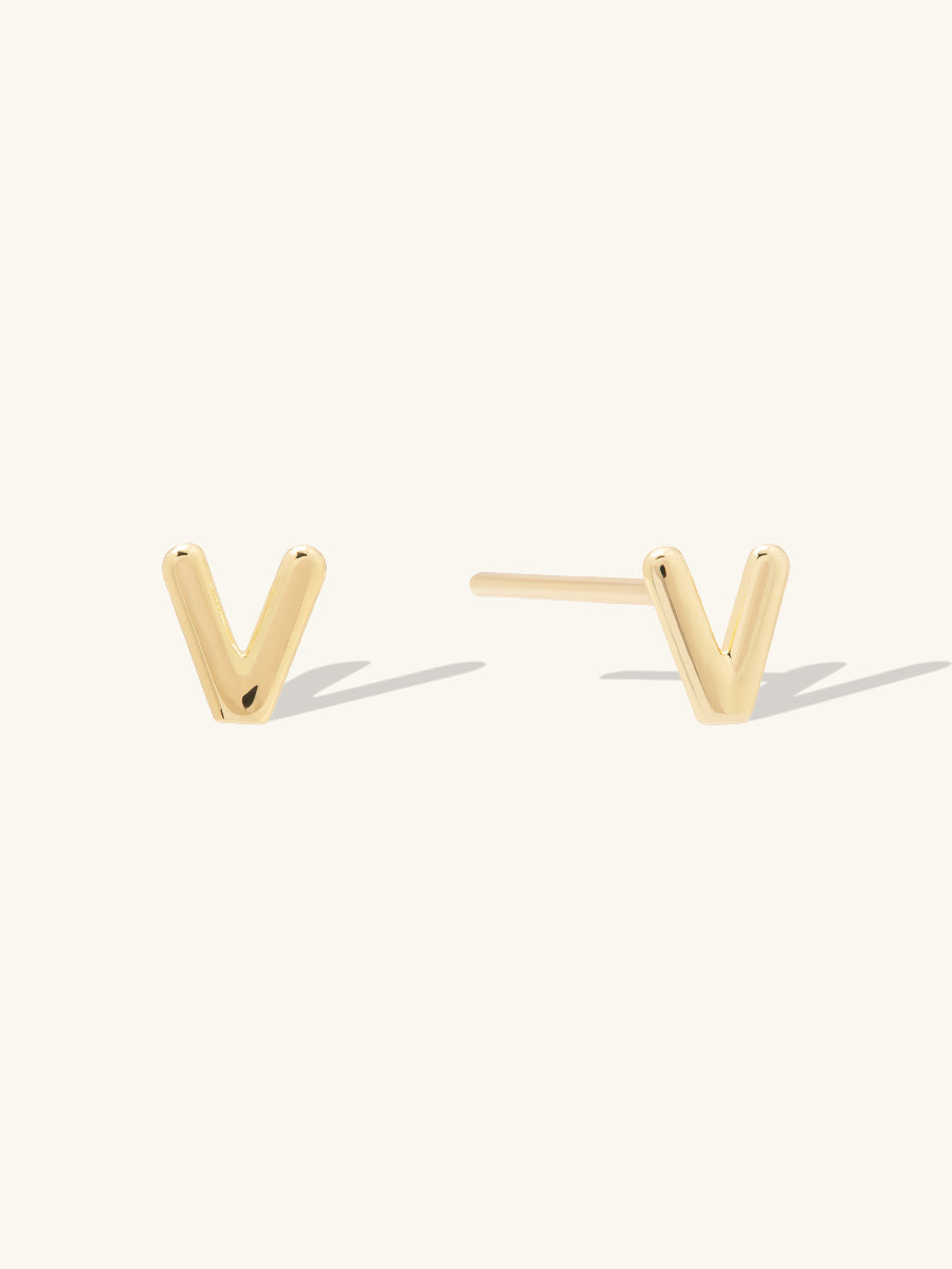 Alphabet Bubble Stud Earrings | 14K Gold Plated Brass
