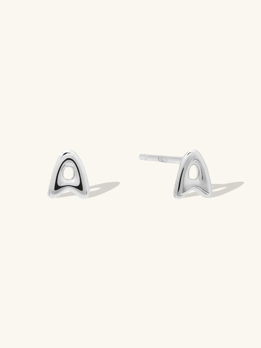 Alphabet Bubble Stud Earrings | Silver Rhodium Plated Brass