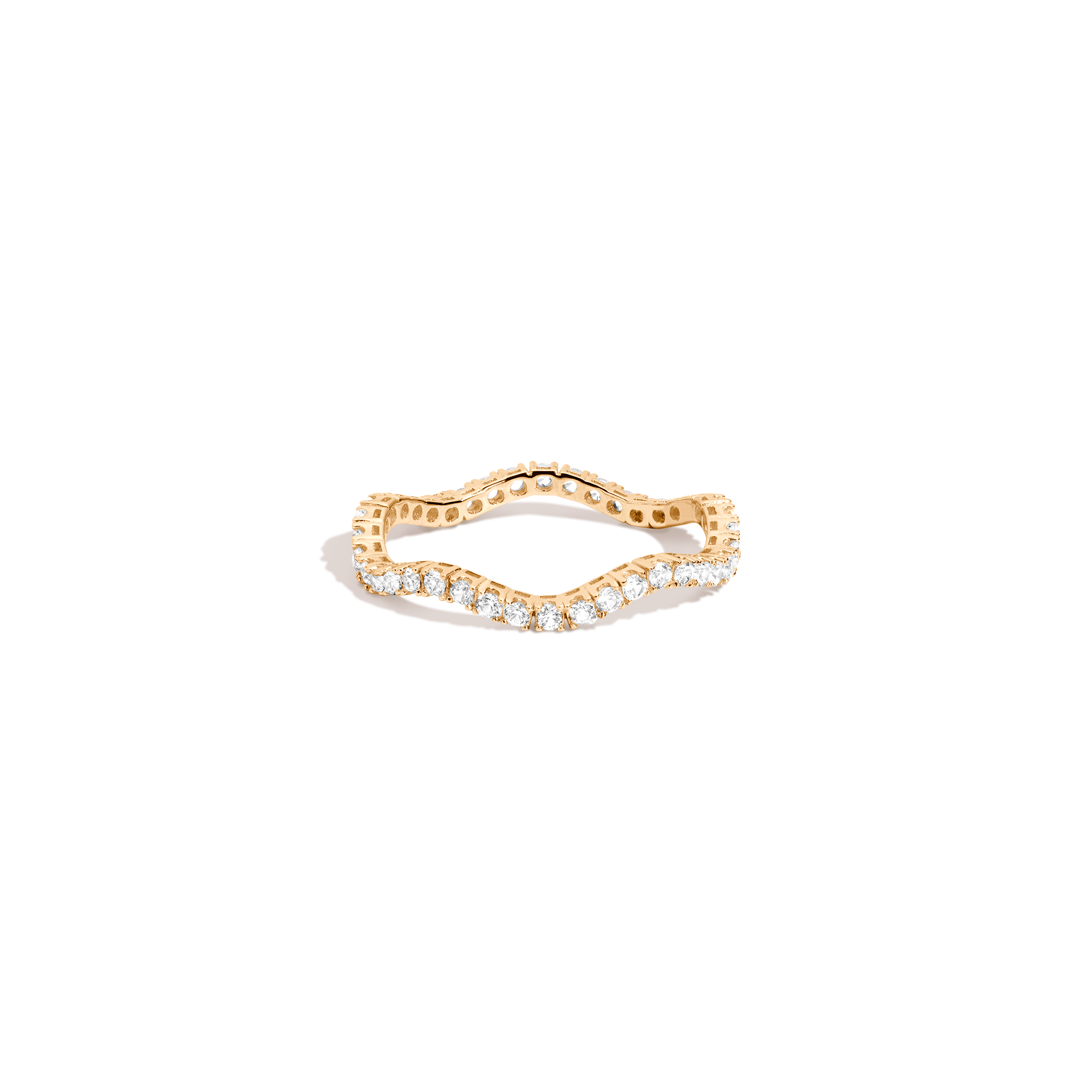 Lab Grown White Sapphire Wave Ring Vermeil Yellow Gold First