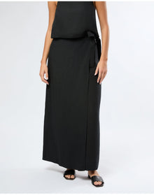 Women | Air Linen Maxi Wrap Skirt | Black