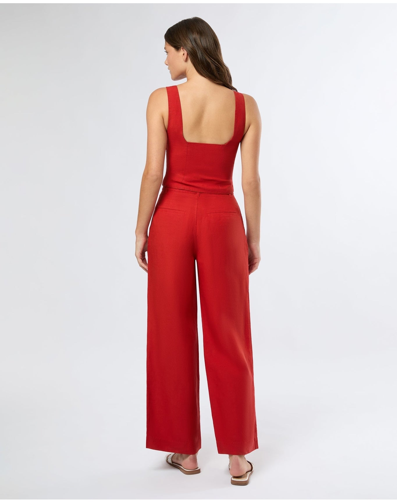 Women | Air Linen Pleated Trouser | Dark Red