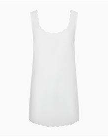 Women | Air Linen Scallop Shift Dress | White