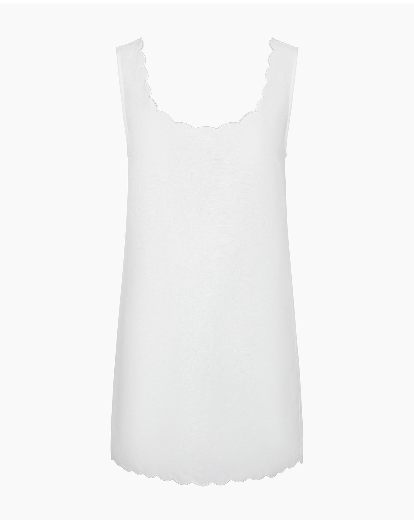 Women | Air Linen Scallop Shift Dress | White