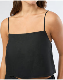 Women | Air Linen Square Neck Tank Top | Black VTAG V2