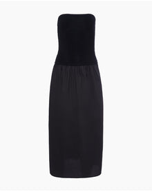 Women | Crochet Knit Poplin Maxi Dress | Black