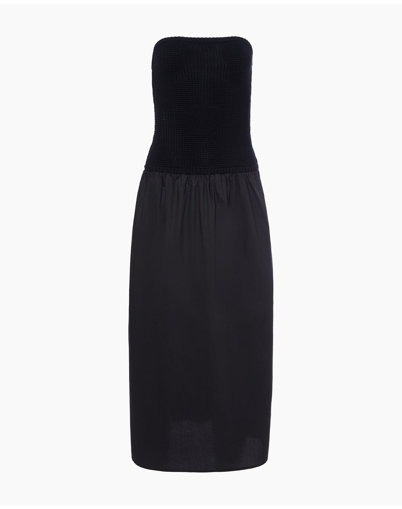 Women | Crochet Knit Poplin Maxi Dress | Black