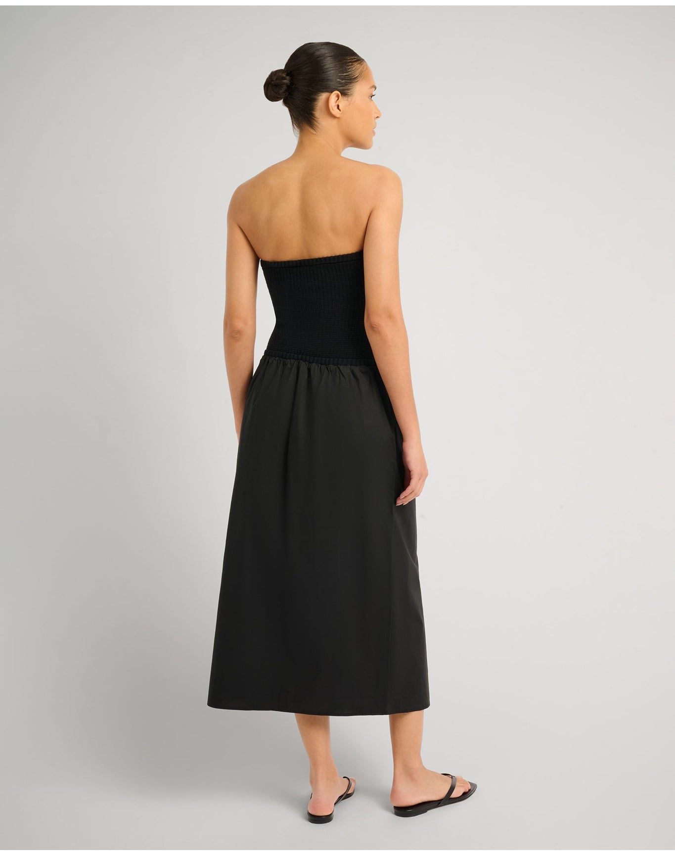 Women | Crochet Knit Poplin Maxi Dress | Black