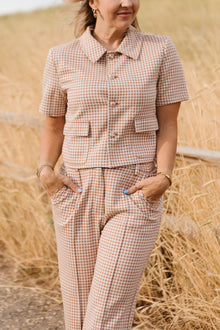 Women | Drew Blouse | Tan x Gingham