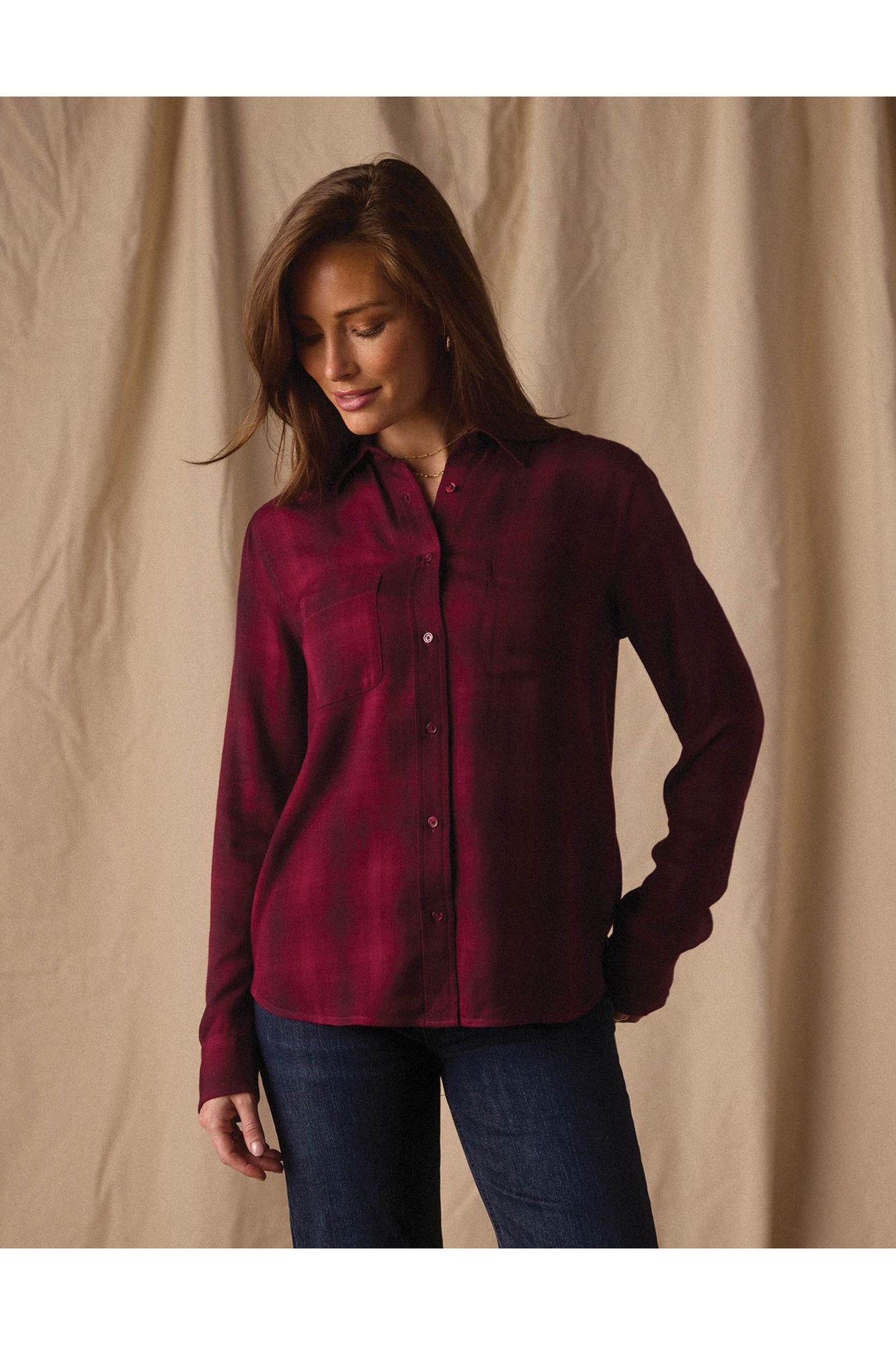 Women | Harper Button Up | Fig Plaid