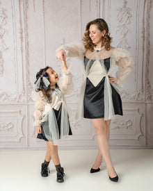 Women | The Paris Mom Dress | Black x Beige