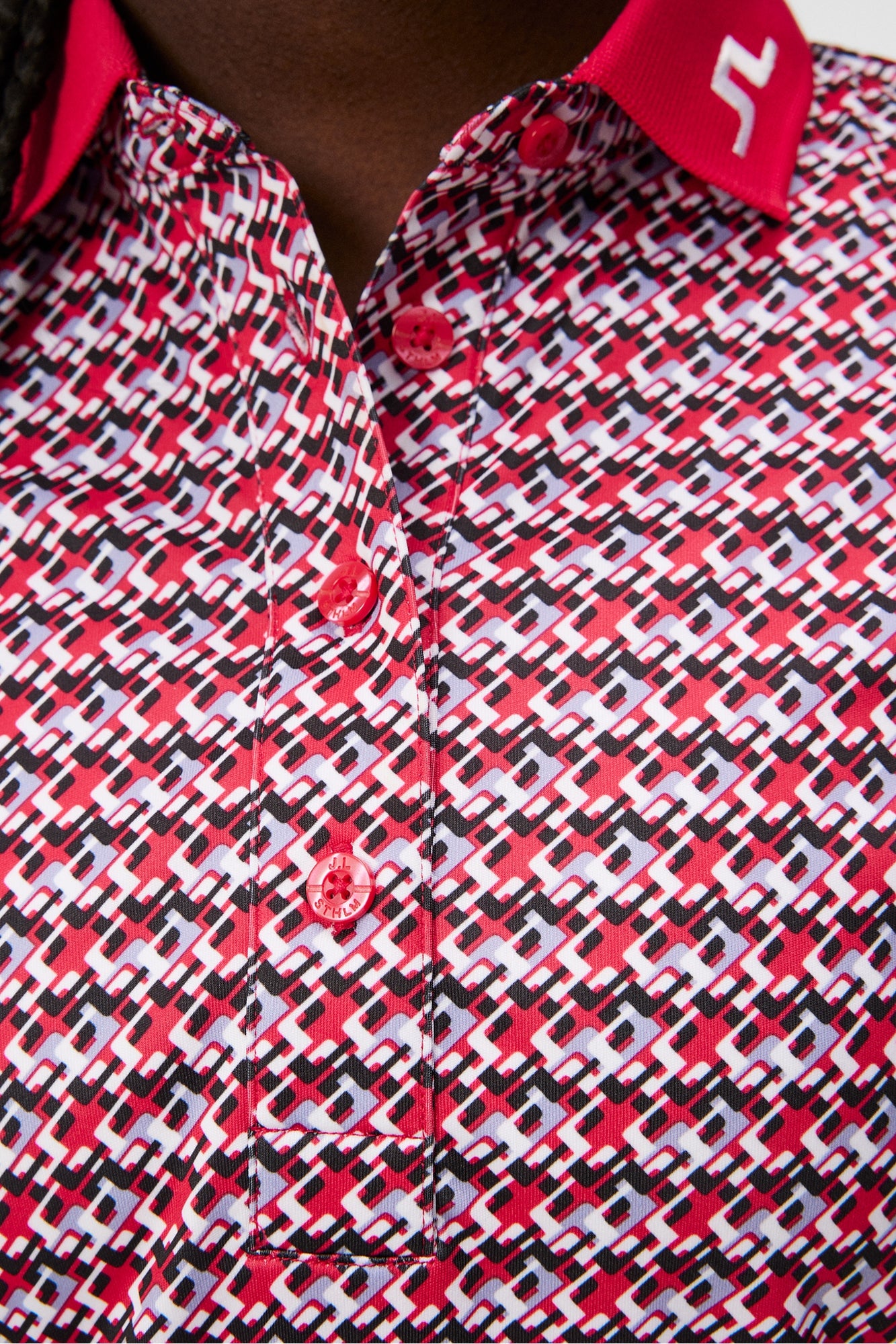 Women | Tour Tech Print Polo | JL Micro Bridge Rose Red
