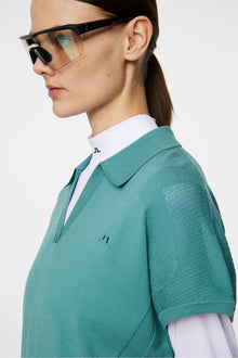 Women | Vita Knitted Polo Shirt | Teal