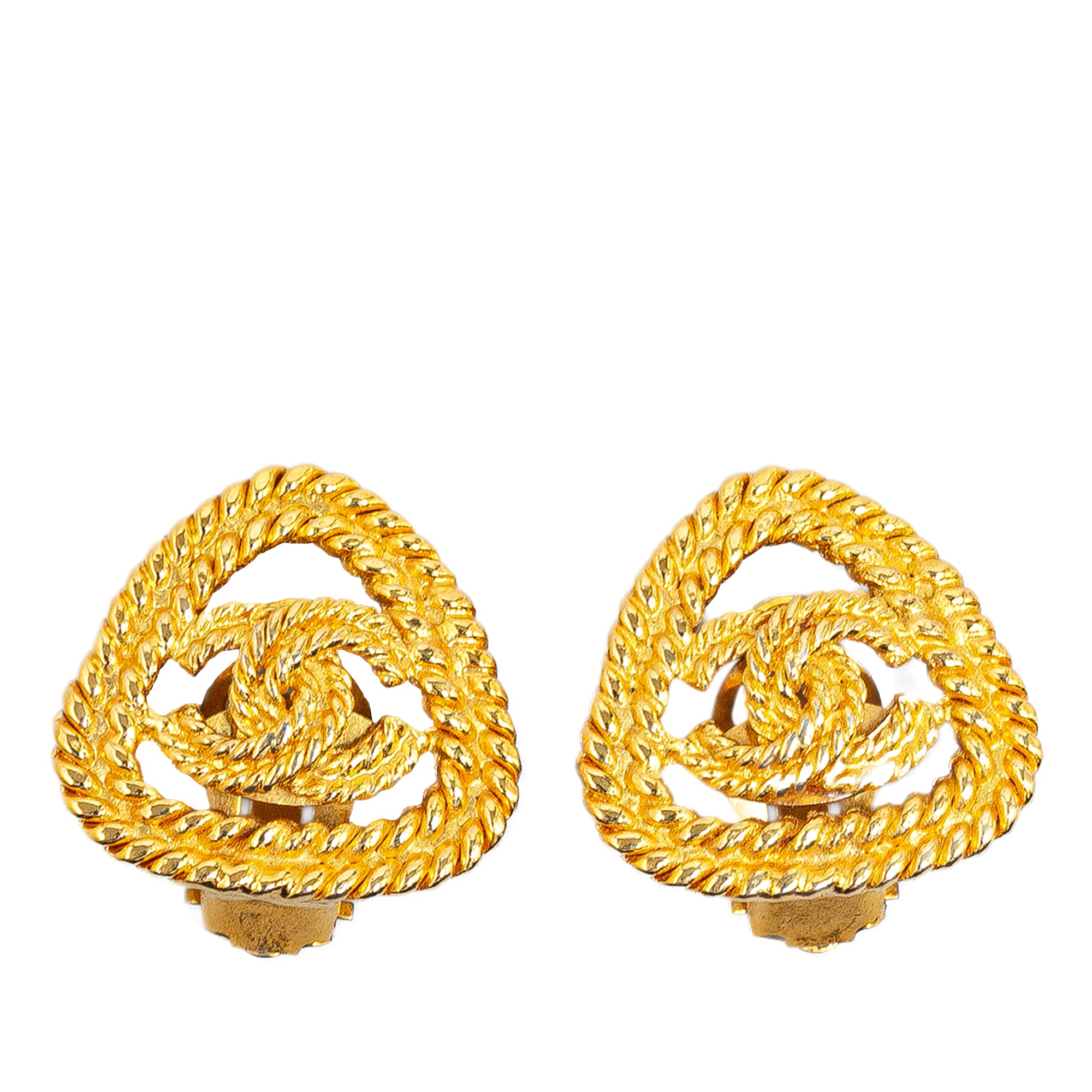 Chanel Pre-Owned Gold Plated CC Triangle Rope Clip On Earrings | Women | Gold (V2)