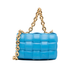 Bottega Veneta Pre-Owned Lambskin Intrecciato Padded Chain Cassette Satchel | Women | Blue