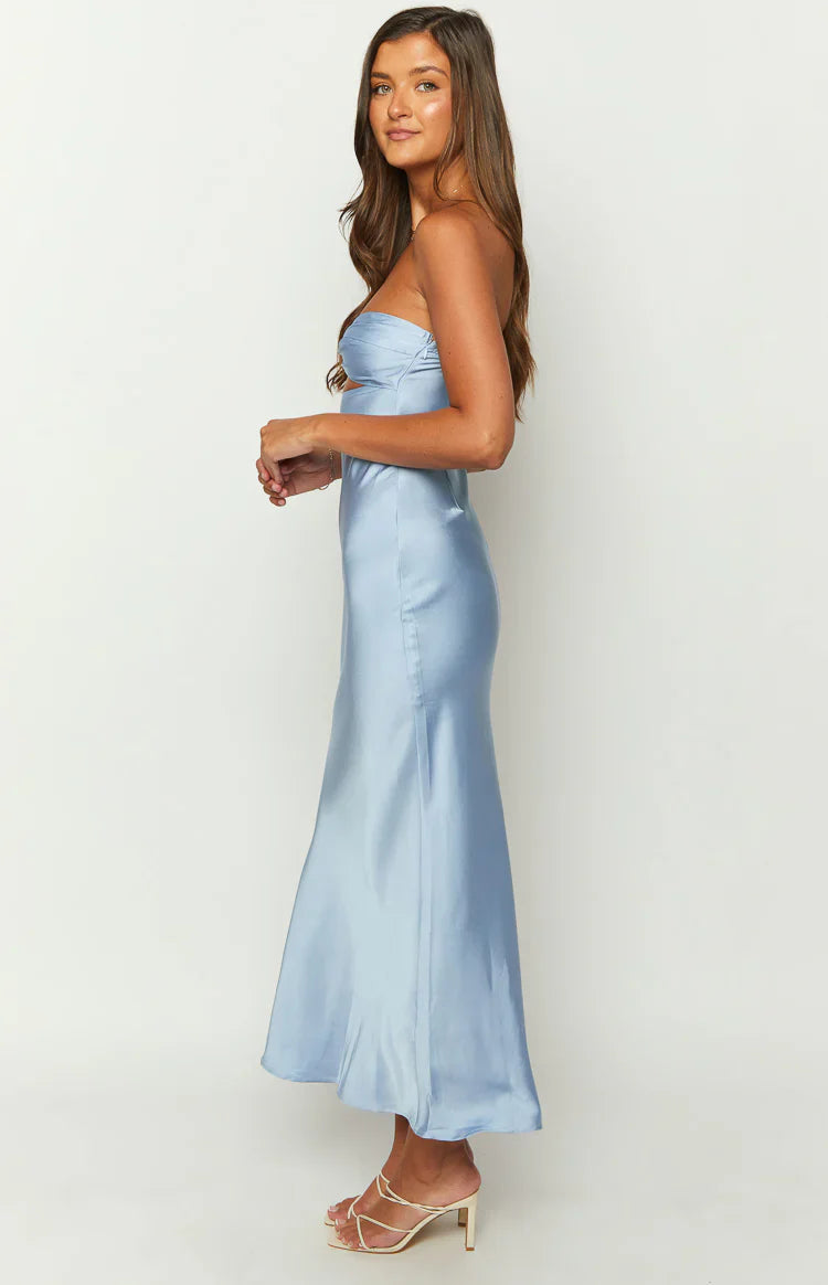 Xander Satin Maxi Dress | Blue