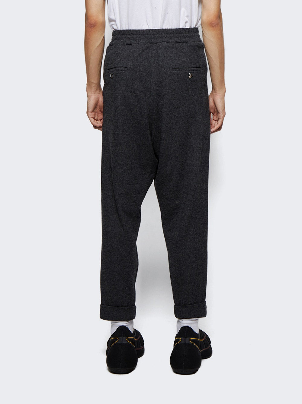 Men | Balmain | Drawstring Flannel Pants Dark Grey