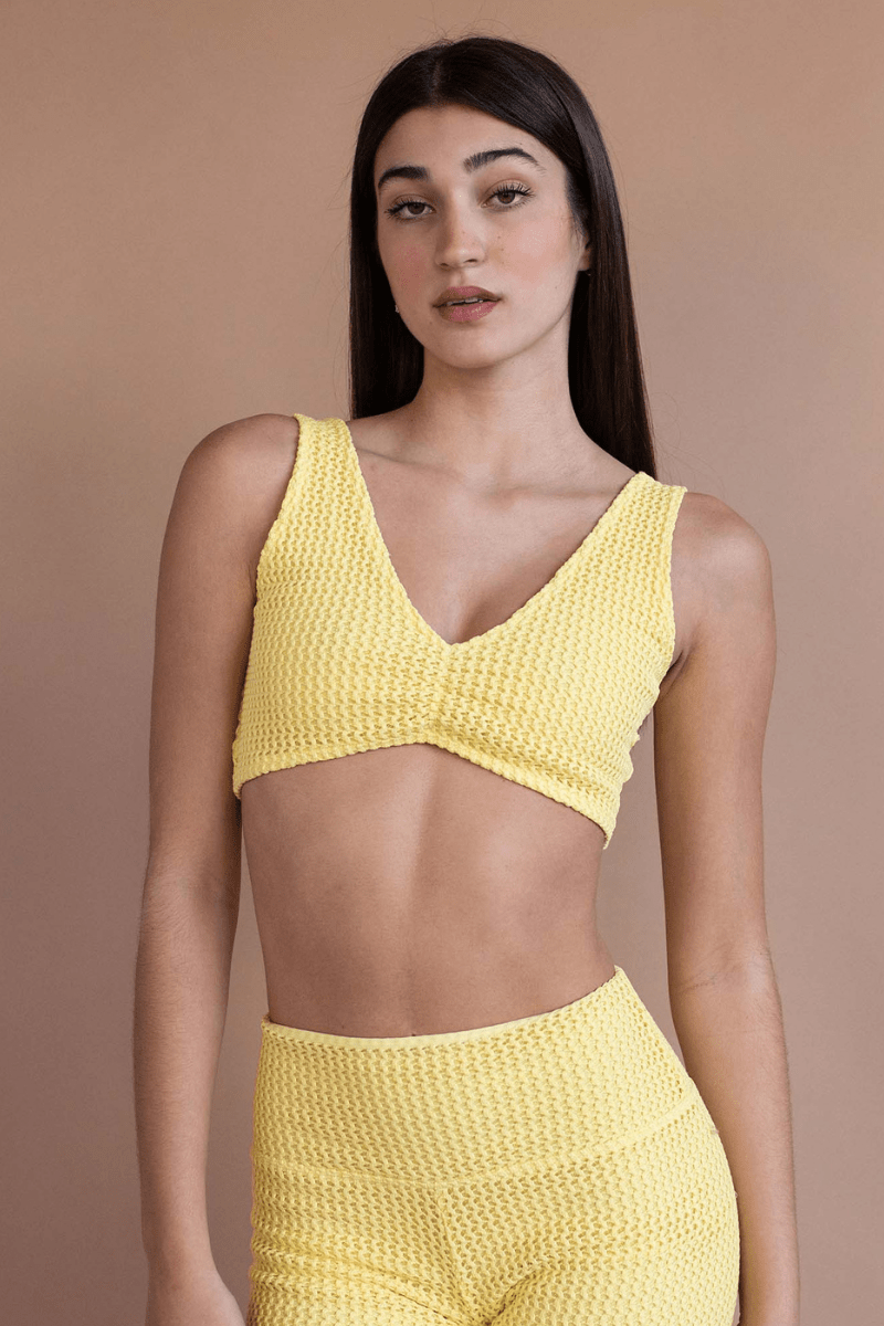 Kim Variation Bikini Top | Yellow Crochet