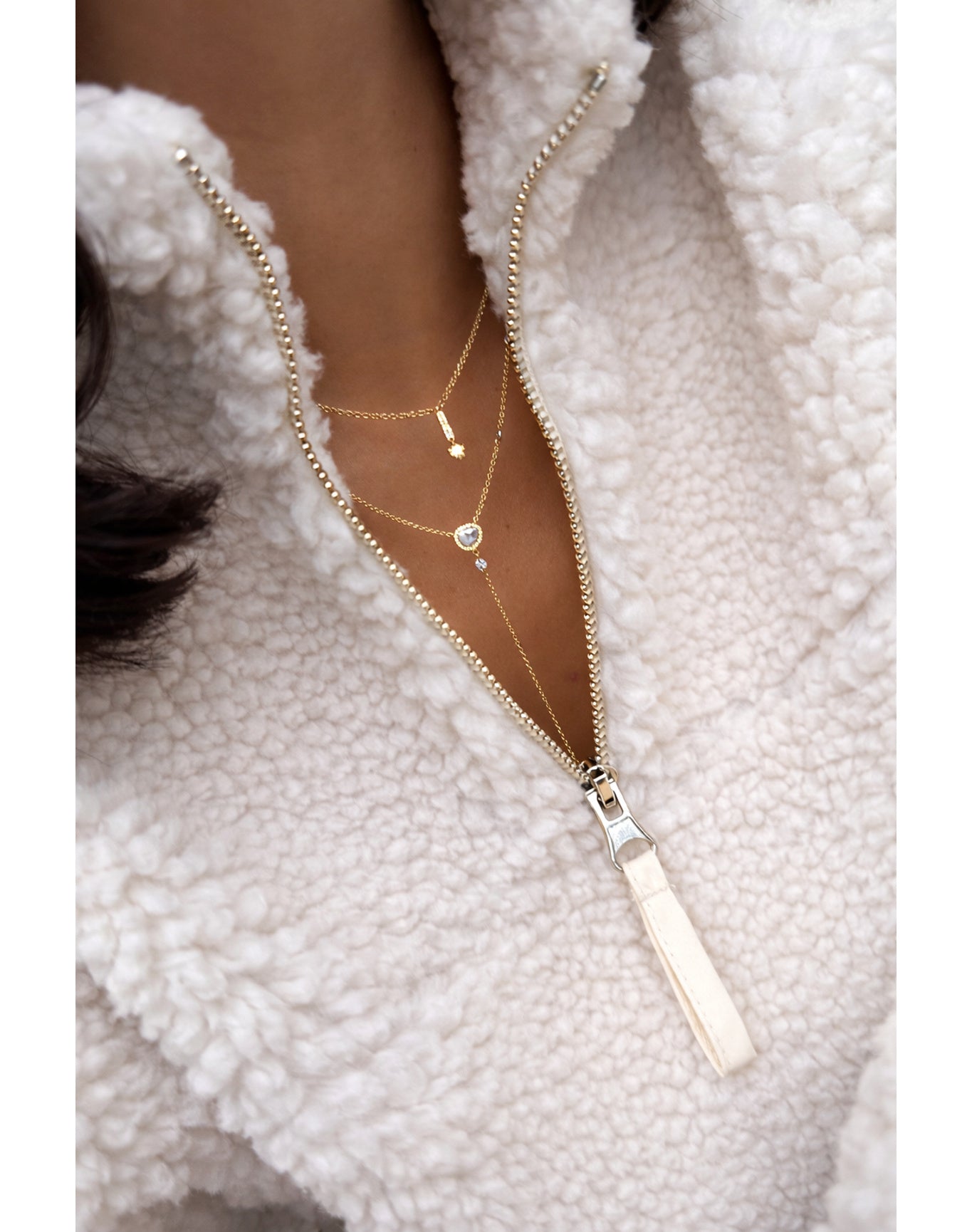 Yellow Gold Rough Diamond Lariat with Drilled Diamonds | 14K Yellow Gold