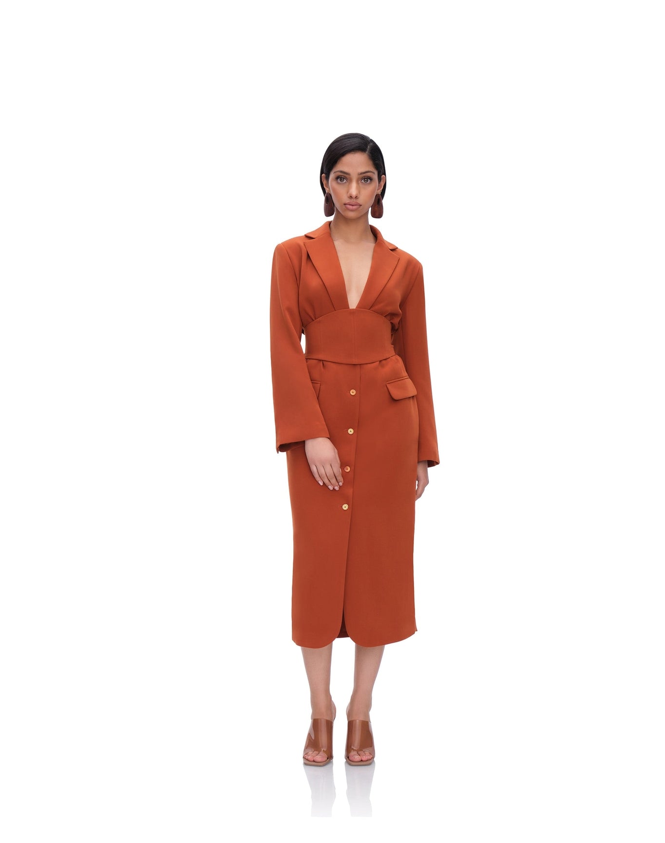 Zia Corset Blazer Dress | Pumpkin