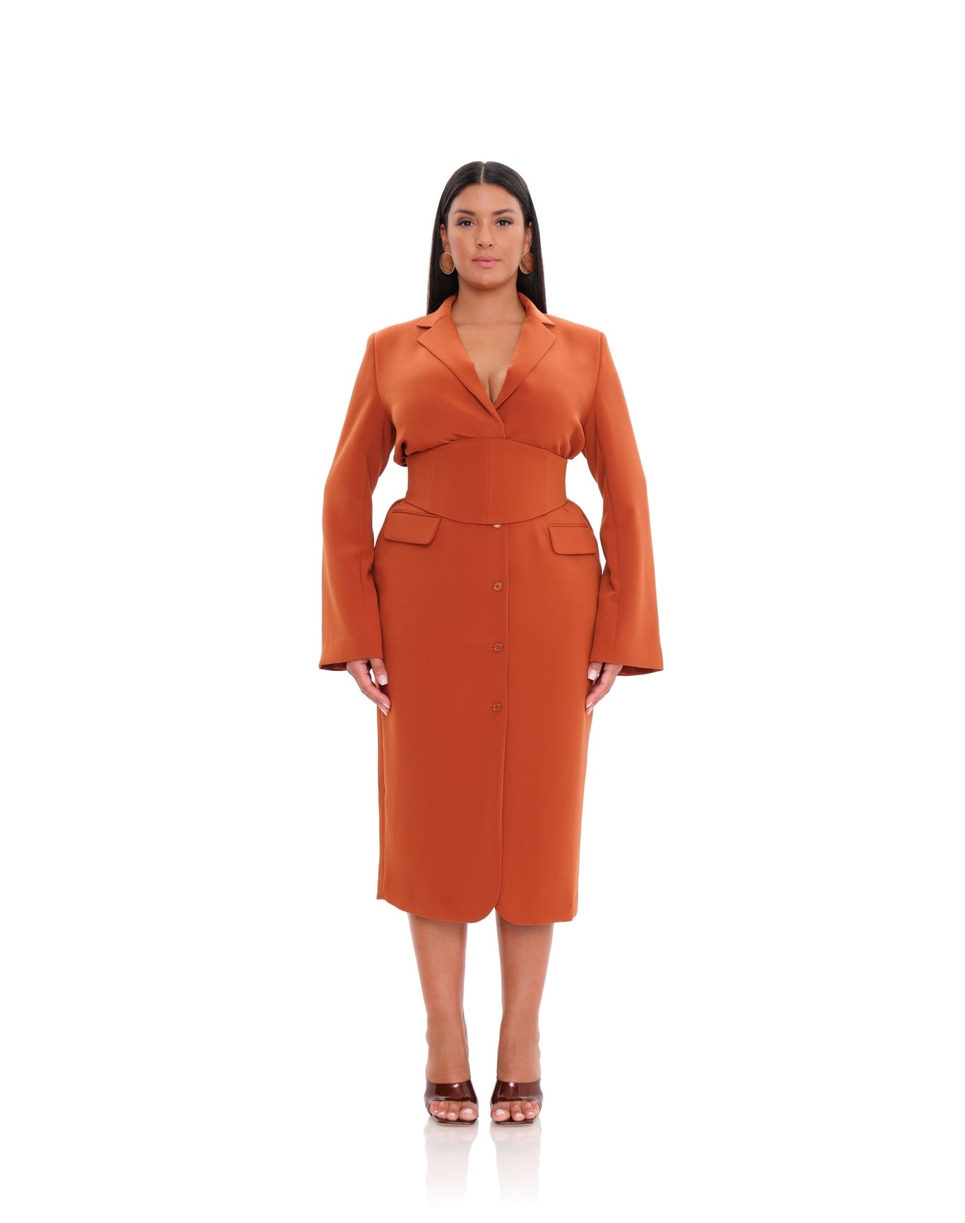 Zia Corset Blazer Dress | Pumpkin