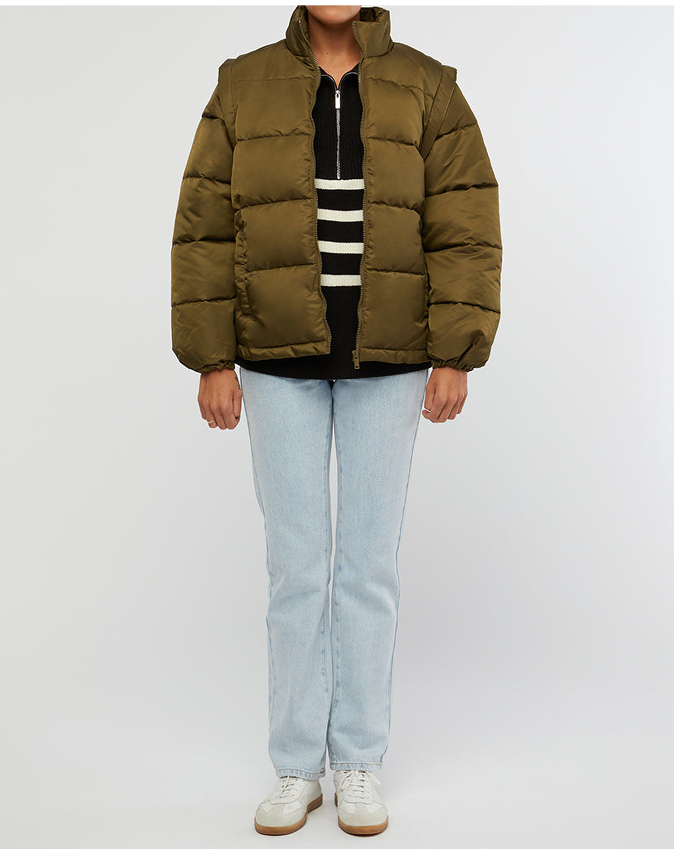 Zip Off Sleeve Puffer Jacket | Military Olive