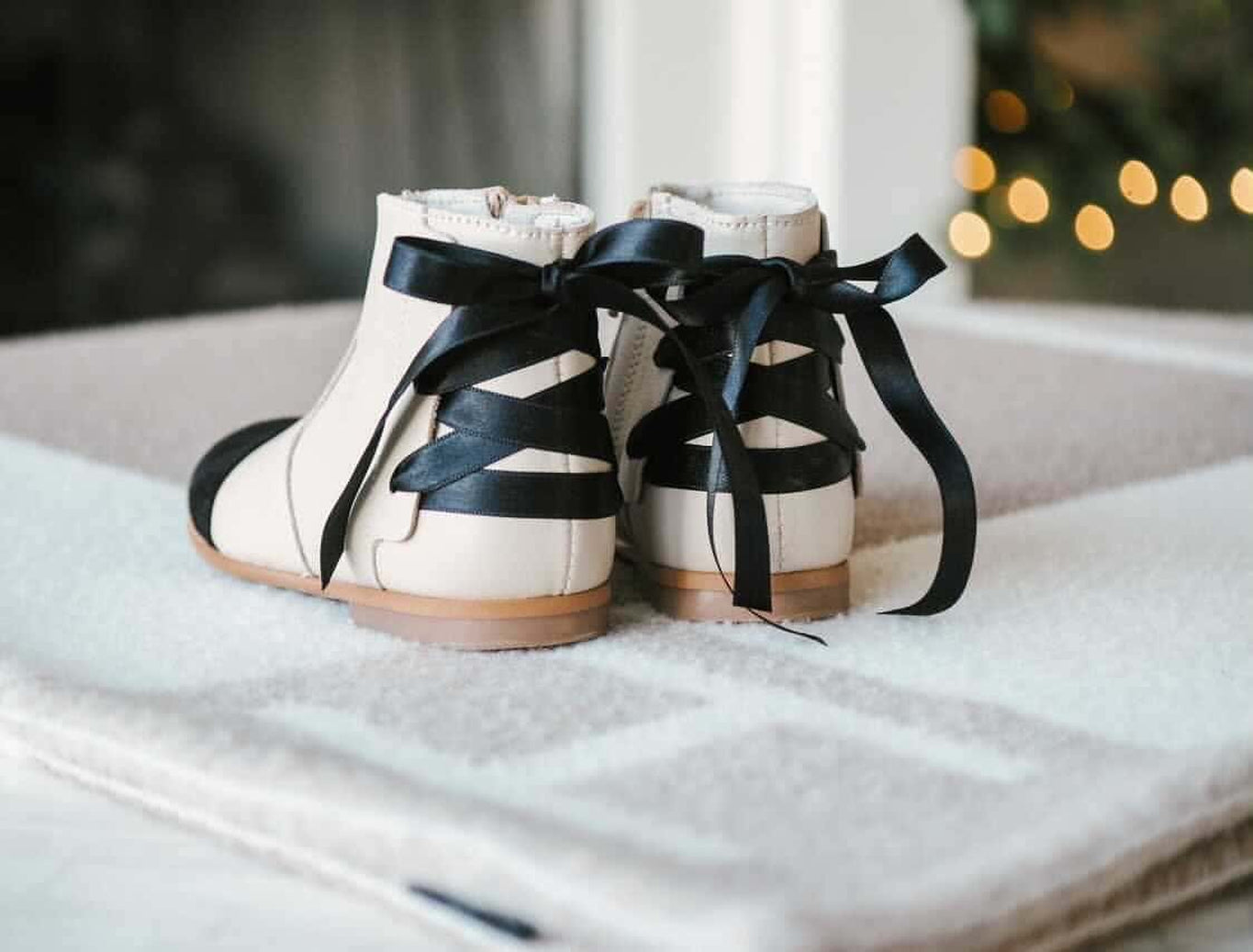 Zoe Beige and Black Leather Boots