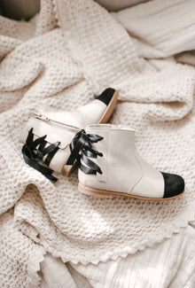 Zoe Beige and Black Leather Boots