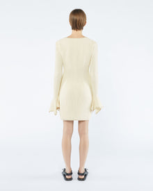 Womens | Elva Textured Boucle Tweed Dress | Creme