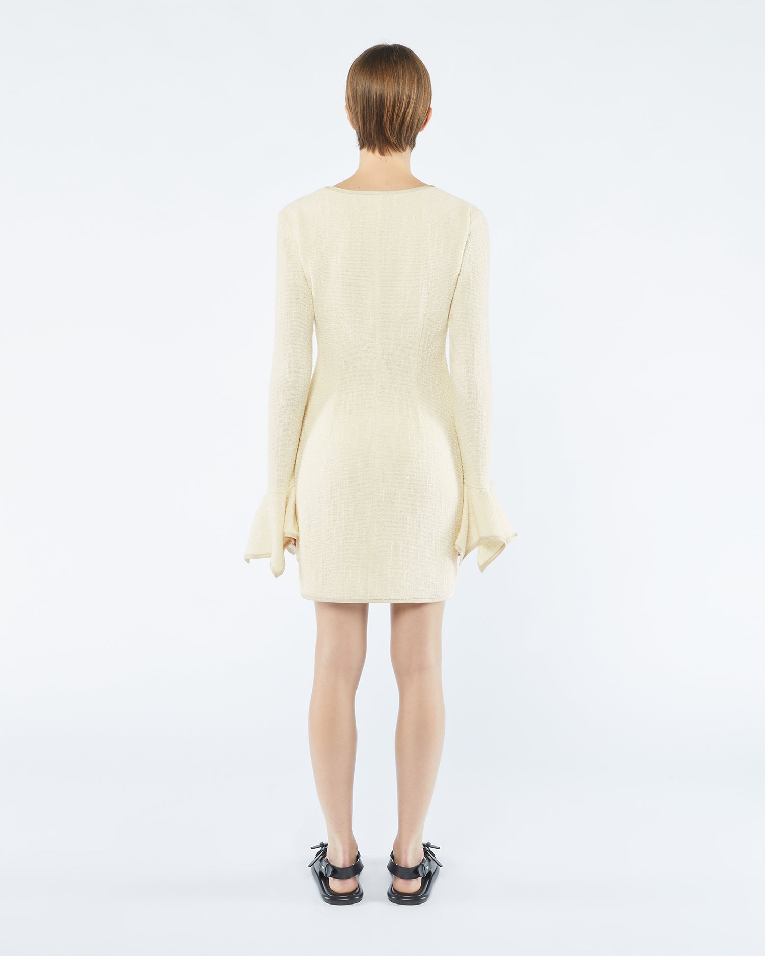 Womens | Elva Textured Boucle Tweed Dress | Creme