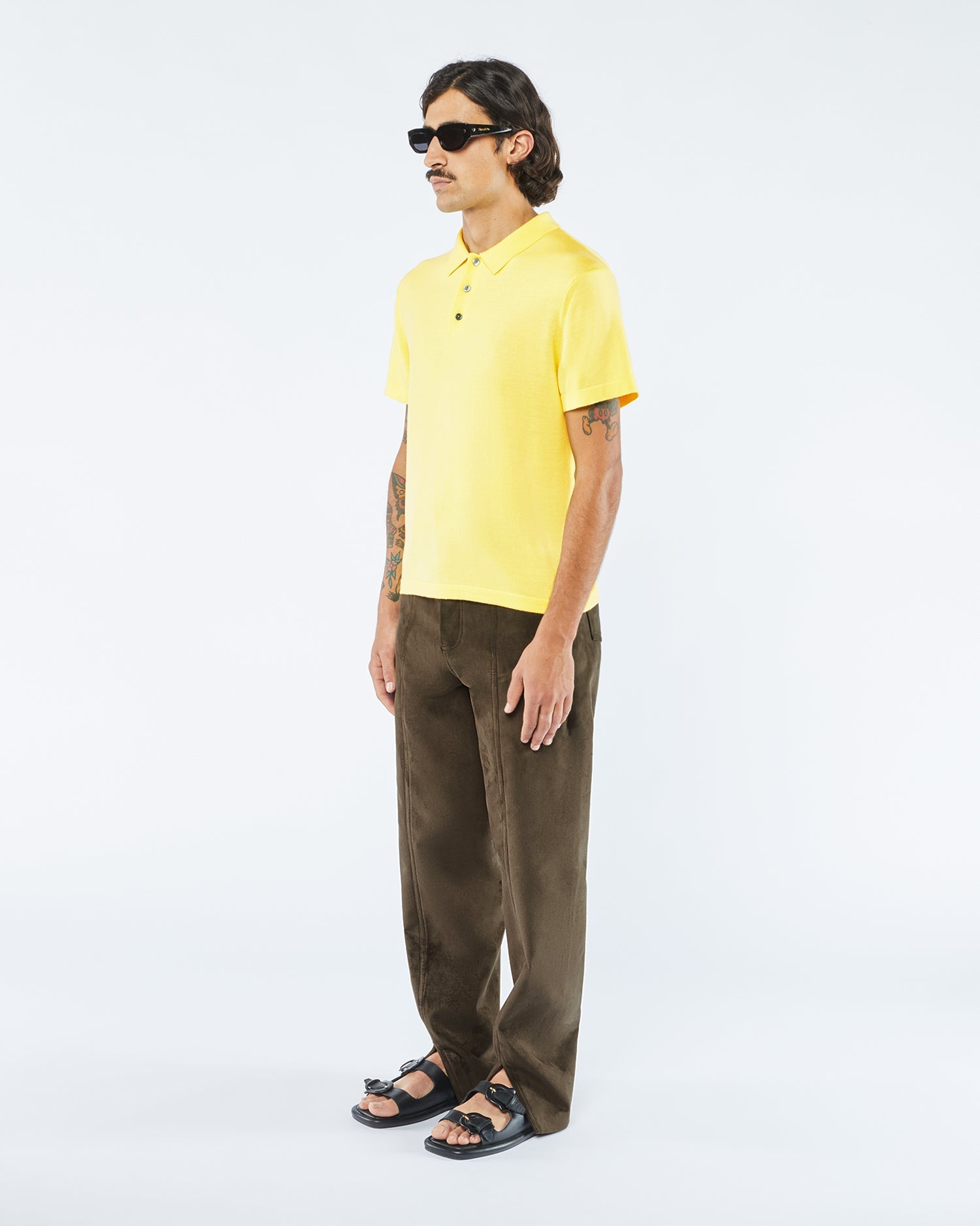 Mens | Zamir Merino Wool Polo Shirt | Lime Superfine Merino