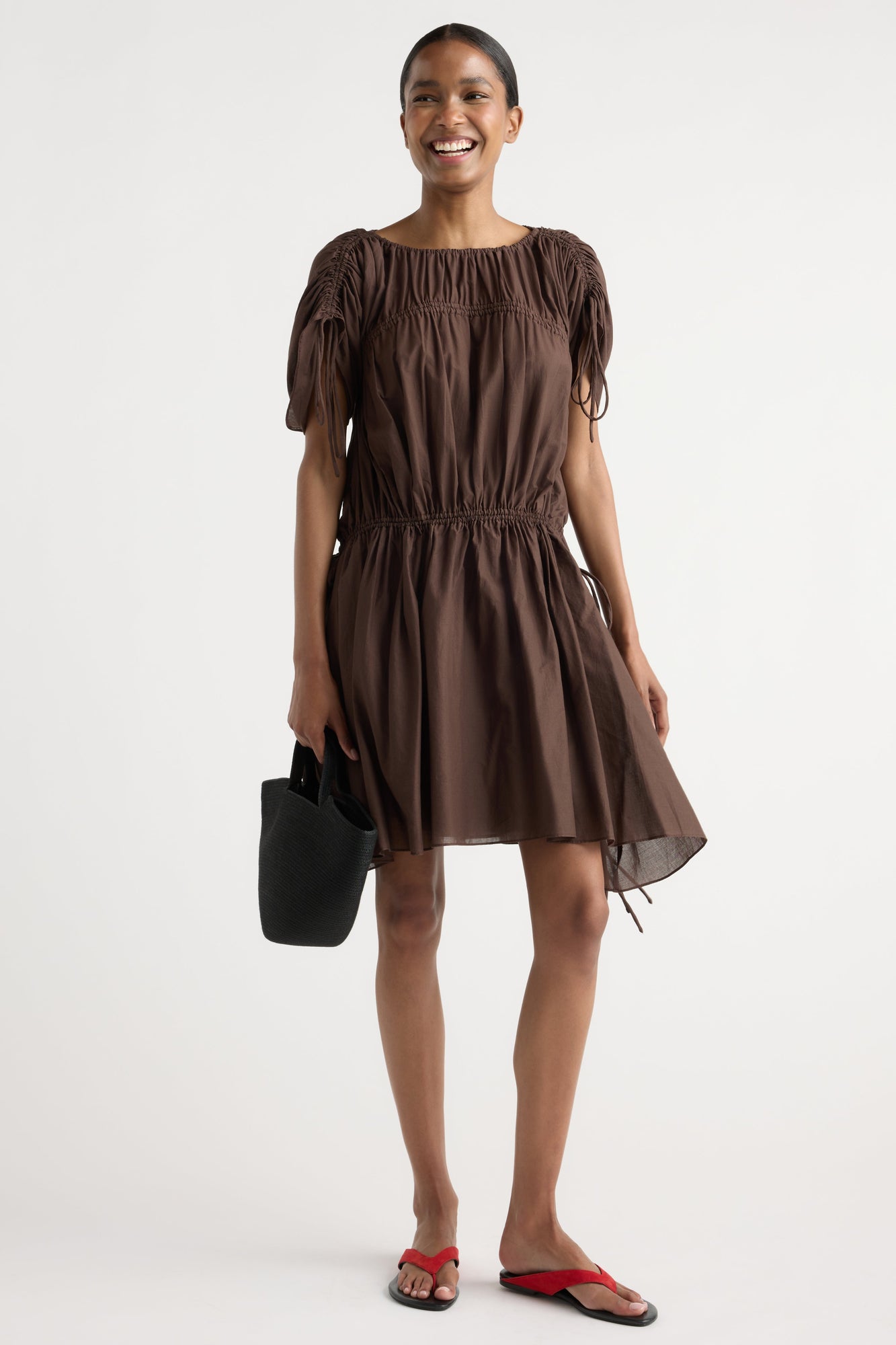 Isilda | Akemi Tie-Shoulder Organic Cotton Dress in Size Extra Small