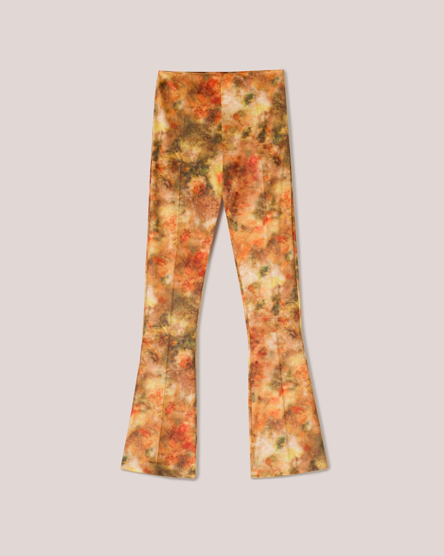 Womens | Milena Printed Stretch-Velvet Pants | Hazy Floral Orange