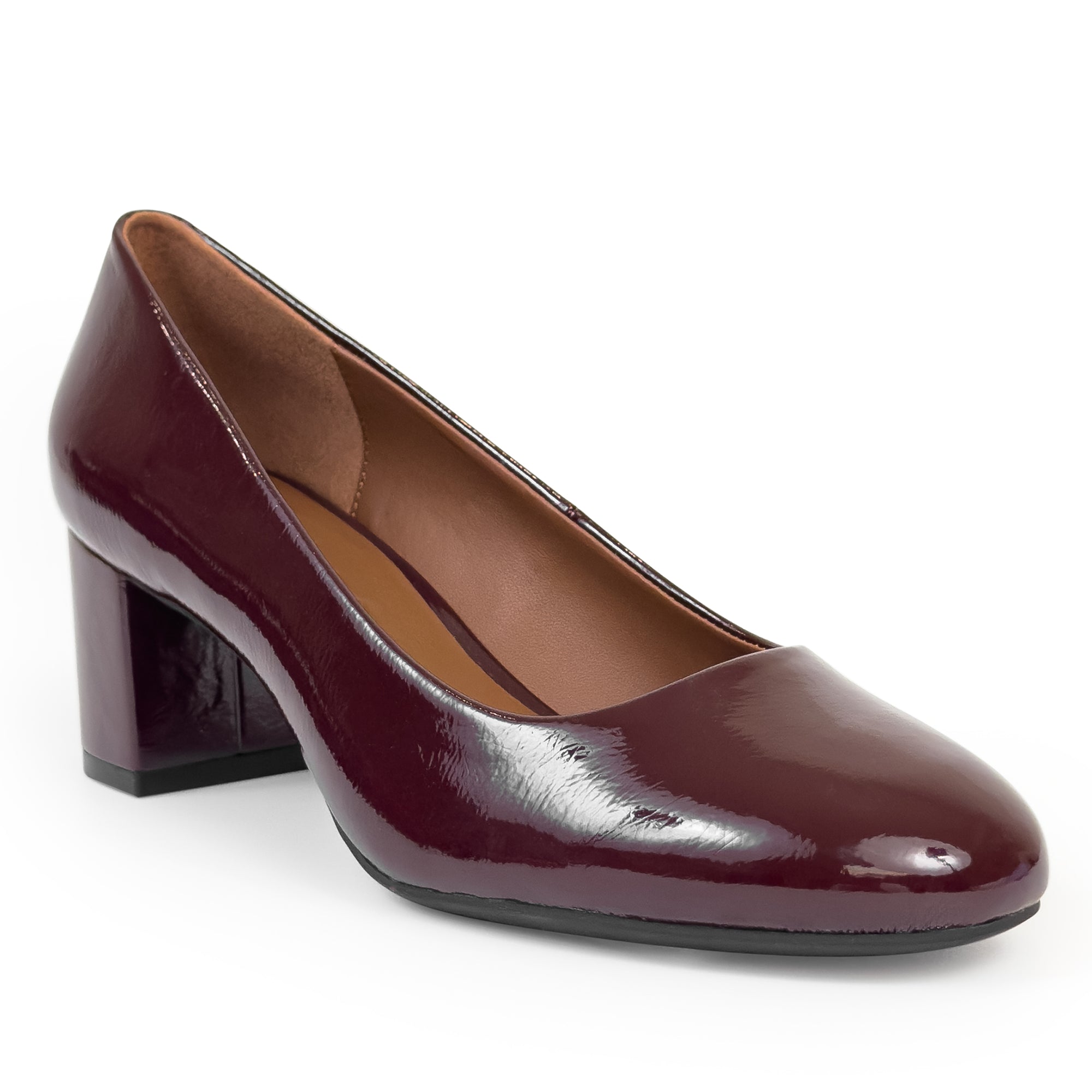 Ebel Dress Pump | Merlot Faux Crinkle Patent