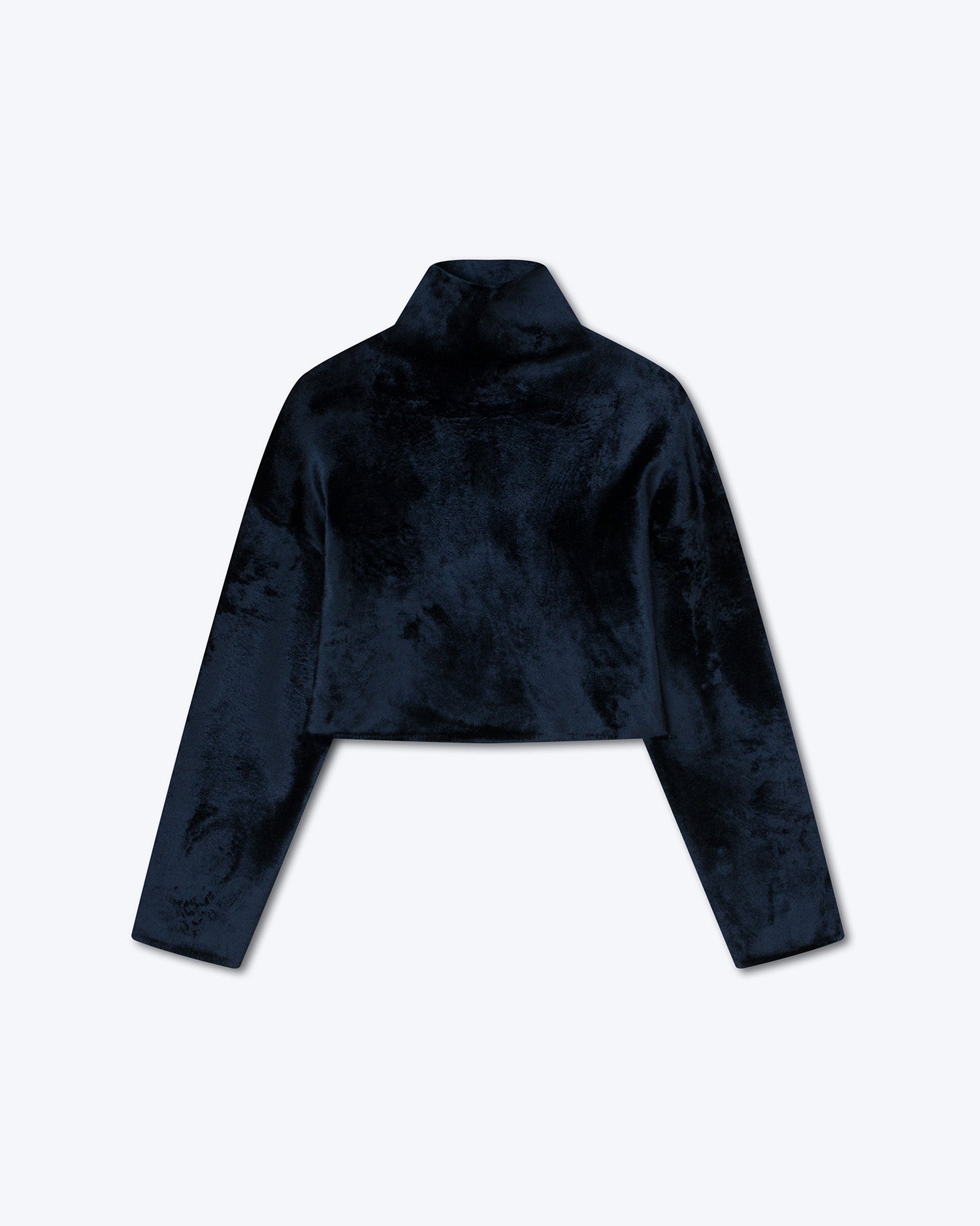 Womens | Rina Velour Knit Funnel Neck Top | Navy