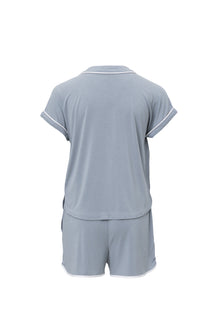 Youth | Malibu Collection Soft Jersey Piped Pj Set | Moonbeam/White