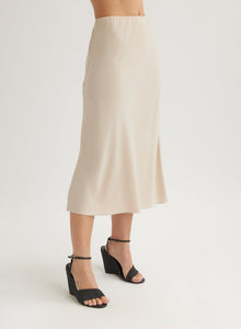 Bias Midi Skirt | Linen Sand