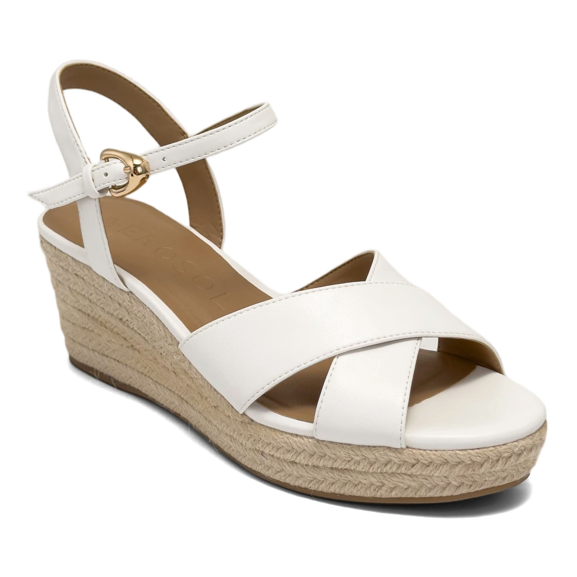 Casarina Sandal Wedge | White Faux Soft Nappa
