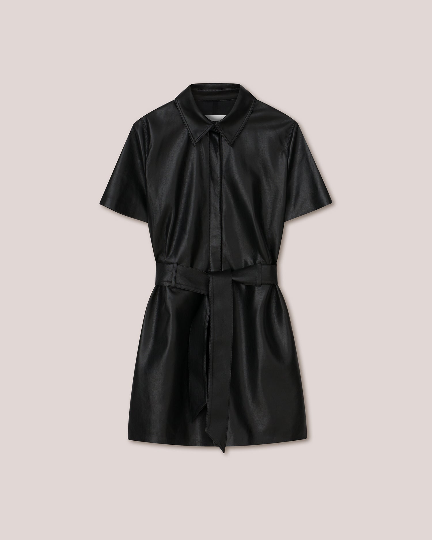 Womens | Halli Alt-Leather Shirt Dress | Black