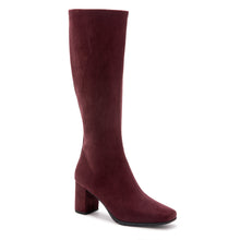 Micah Boot Mid Block Heel | Fig Stretch Faux Suede