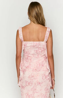 Caspian Butterfly Chiffon Top | Pink